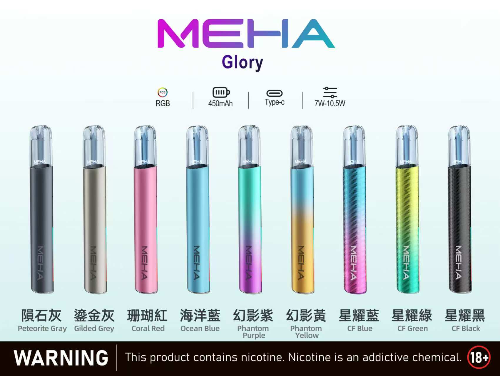 Meha電子煙主機 魅嗨一代煙桿 三檔功率切換 Type C快充 多款煙彈兼容 2 Meha主機